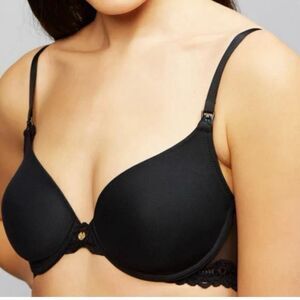Natori Private Luxuries Lace Trim Underwire Maternity Nursing Bra Black Size 38C